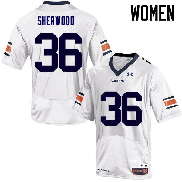 Women Auburn Tigers #36 Michael Sherwood College Football Jerseys Sale-White - Click Image to Close